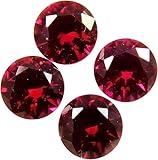 Lot de 4 pierres Ahid Arts Lot de 4 rubis rouges véritables ronds de 6 mm pour fabrication de bagues et bijoux, 2.0ct, Pierre, Moissanite