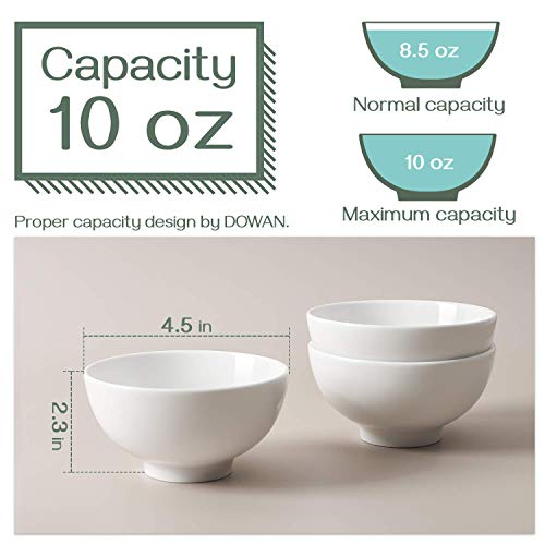 Dowan 10 Ounce Small Cereal And Soup Bowls, Sturdy Porcelain Bowl 4.5 Inches, White & 22 Ounces Porcelain Cereal Bowls, Soup Bowls, Bowl Set Of 4 Turquoise #TOP2