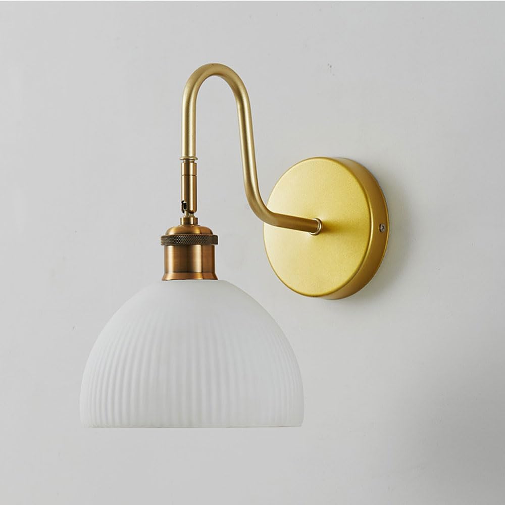 Wall Lamp Wabi Sabi White Glass Lampshade Vintage Wall Sconces Living Room Decor Wall Light Fixture Japanese Retro Bedside Wall Mount Lamp E27 Wall Reading Light for Bedroom Bathroom