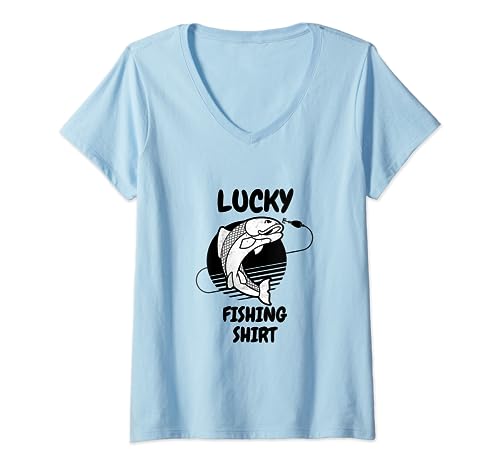 Camisa Lucky Fishing Catching Fish Fishers Funny Fisherman Camiseta Cuello V