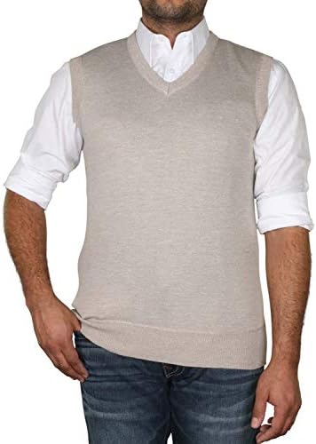 True Rock Men's Argyle V-Neck Sweater Vest (Tan, XX-Large)