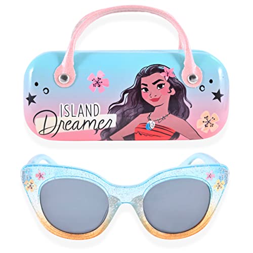 Disney Moana Girls Sunglasses For Kids with Matching Glasses Case and UV Protection for Toddlers (One Size Green)