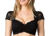 Stockerpoint Dirndlbluse Jasmin Spitze | Spitzendirndlbluse Herzausschnitt Flügelarm Kurzarm | Dirndl Bluse (schwarz, 38)