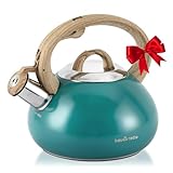 Tea Kettle,Teapots for Stove Top,2.0 Quart with Wood Pattern Handle Loud Whistle Food Grade Stainless Steel Teapot,for Heating Milk, Coffee, Chocolate