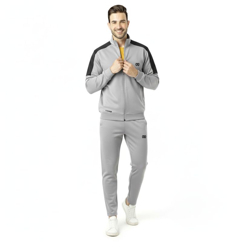 KWINGS Mens High Neck Dry Fit Tracksuit Full Zip Jacket with Elastic Waist Lower Soft Jogging Suit Activewear Set for Gym Running and Casual Wear