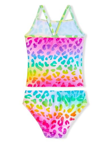 Girls Bathing Suits Two Pieces Bikini Set Swimsuits Size 6-7 Years Old Rainbow Leopard Beach Swimwear for Swimming2