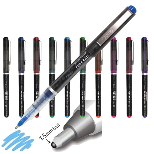 Image of OHTO FUDE BALL bio 1.5mm Gel Ink Roller Pen - Smooth Bold Writing Pen for Art, Calligraphy, and Everyday Use - Biodegradable Barrel - Assorted Ink Colors Black & Blue Made In japan