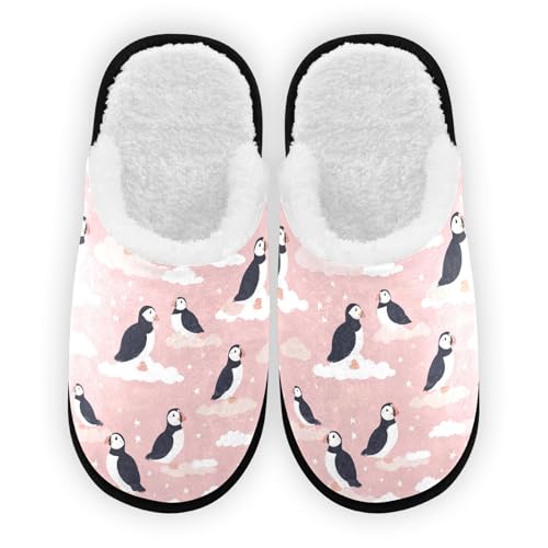 Cartoon White Cloud Puffins Slippers For Women Men Soft Memory Foam Non-Slip Animal Winter Indoor House Shoes Travel Slipper