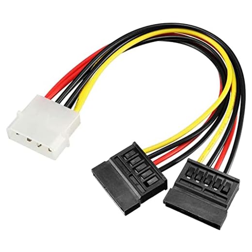 EuisdanAA LP4 hane till dubbla SATA honkabeladapter Seriella SATA-kontakter 16,5 cm(Adaptador de cable de alimentación LP4 macho a doble SATA hembra Conectores SATA serie 16,5 cm