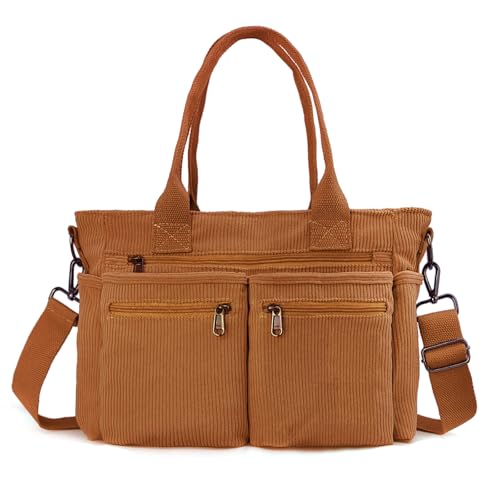 Image of KAMEILONG Womens Casual Corduroy Tote Bags with Multiple Pockets Hobo Crossbody Bag Travel Shoulder Bags Cute Purse Handbag