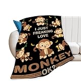reoqeosy Monkey Blanket Monkey Gifts for Boys Girls Kids Cozy Fleece Throw Blanket Stuff Animal Plush Blankets for Bed Decor 50'x40'