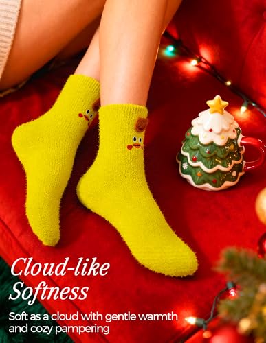 Image of TEHOOK Warm & Cozy Gifts for Women, Fluffy Fuzzy Plush Sleeping Slipper Socks - Soft Warm Fabric