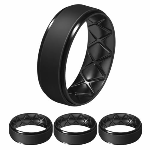 Egnaro Men's Silicone Wedding Rings, 8.5mm Wide 2mm Thick, 1 to 7…