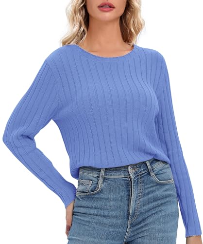 Image of Urban CoCo Women's Lightweight Crewneck Pullover Sweaters Long Sleeve Fall Knitted Sweater Tops
