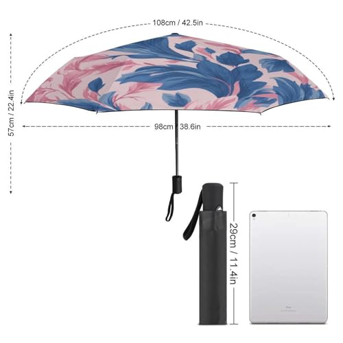 Parapluie pliant à motif toile de Jouy rose bleu imperméable et résistant - 2