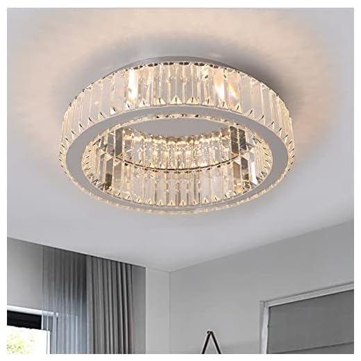 Vinilky 15'' Crystal Ceiling Light, 3 Color Dimmable Modern Flush Mount Crystal LED Lighting Fixture for Living Room, Dining Room, Bedroom, Kitchen, Entryway, Hallway