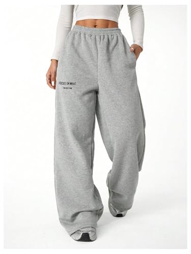Girl's Baggy Sweatpants Elastic High Waist Wide Leg Sweatpants Joggers Long Track Pants Trendy4