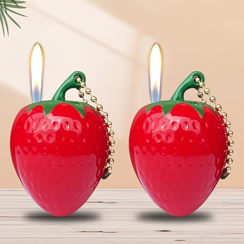 2(Pcs) Cartoon Pink Red Cool,Butane Jet Torch Lighter,Refillable Windproof Flame Lighters,Adjustable,BBQ Candles Camping (No Gas) (e1)