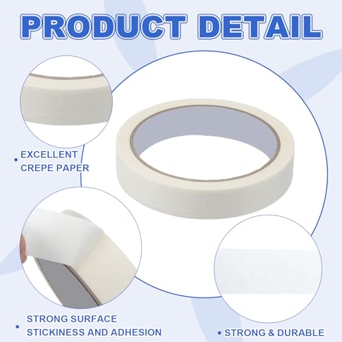 Image of MECCANIXITY Masking Tape 0.7 Inch x 21 Yard Painters Tape Adhesive Paint Tapes for DIY Crafts Arts Wall Painting Labeling Car Home Office Decoration, White, Pack of 6