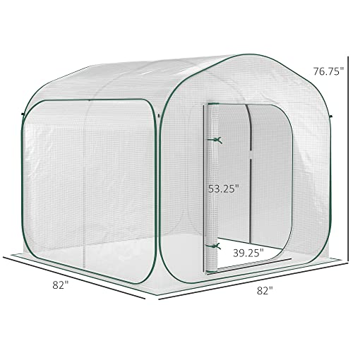 Outsunny 7' X 7' X 6' Garden Portable Pop Up Greenhouse With Side Door & Portable Zipper Bag For Plants & Vegetables White #TOP2