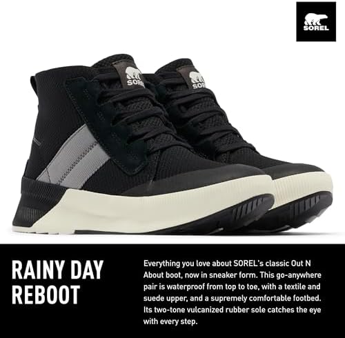 Sorel Women's Out N About III Mid Sneaker Waterproof Shoes - Black, Sea Salt - Size 11 Review | Image 1