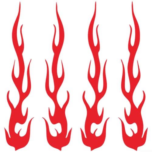 Image of Flames Vinyl Sticker for Scratches, Concealment, PET Material (Red)