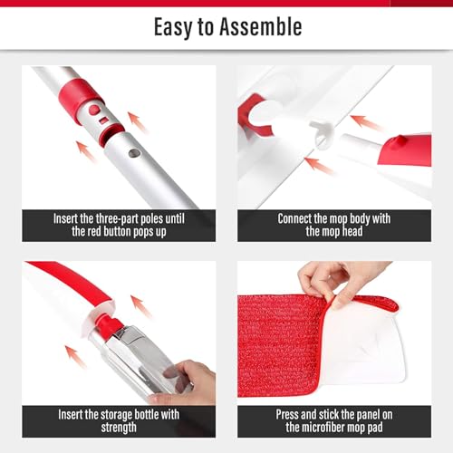 Image of Panda Grip Mops for Floor Cleaning Wet Spray Mop with a Refillable Spray Bottle and 2 Washable Microfiber Pads Home or Commercial Use Dry Wet Flat Mop