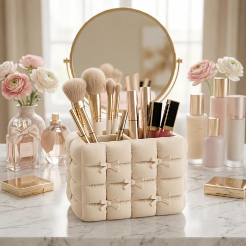 Image of Make up organizer, Pen stand for table, makeup organizer, pen holder for desk, pencil holder, office desk organizer, makeup holder for women (3 Compartme)