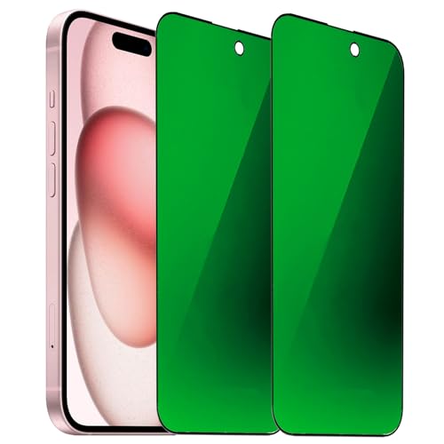 Film protection iPhone 15 Plus verre trempé anti-lumière bleue vert miroir