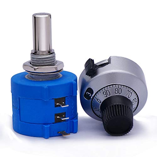 Taiss 3590S-2-103L 10K Potentiometer 10-Turn Multi Turn Rotary Wire Wound Precision Potentiometer, 10 Ring Adjustable Resistor Counting Dial Rotary Knob #TOP1