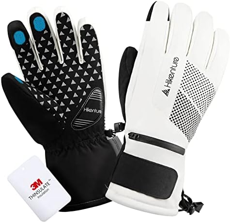 Hikenture Snow Gloves Women with 3M Thinsulate, Extra Warm Womens Ski Gloves, Insulated Waterproof Snowboard Gloves for Men, Thermal Touchscreen Skiing Gloves for Cold Weather, Windproof Winter Gloves