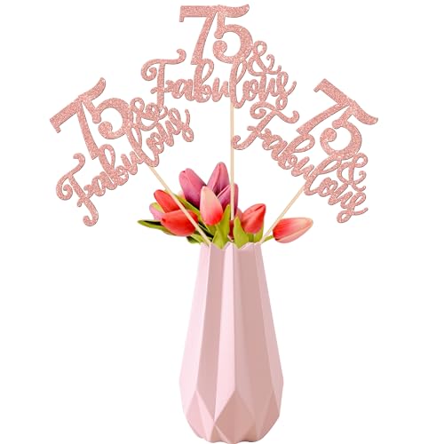 Rsstarxi 12 Pack 75 Fabulous Centerpiece Sticks Double Sided Glitter 75th Birthday Table Toppers Cheers to 75 Birthday Anniversary Party Decorations for 75th Birthday Wedding Party Table Decorations