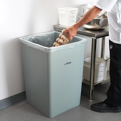Winco Commercial Square Plastic Trash Can, 35 Gallon, Gray by Winco - Image 4