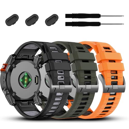 Image of 22mm Compatible with Garmin Fenix E /8 /8pro AMOLED 47mm /Fenix 7 /7 Pro /6 /6 Pro /5 /5 Plus Watch Band,Soft Quickfit Silicone Straps for Forerunner 970 965 955 /Approach S70 47mm /tactix 8 /quatix 7 8 47mm