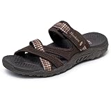 Skechers Women's REGGAE - COLOR-FULL, Adjustable Color Pop Webbing Slide, Chocolate, 8.5M