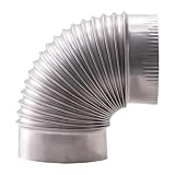 Homyl 90 Grad Ofenrohrbogen Aus Edelstahl für Den Austausch von Holzöfen, Vielseitig Einsetzbar, Rostbeständig, Rauchrohradapter, Rohrbogen, Schornstein, Innendurchmesser 15,3 cm