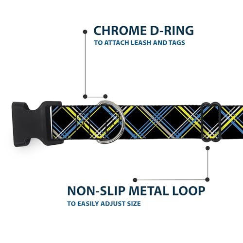 Collier clip plastique ajustable Plaid Jaune Noir pour chien Medium 43 cm - 6