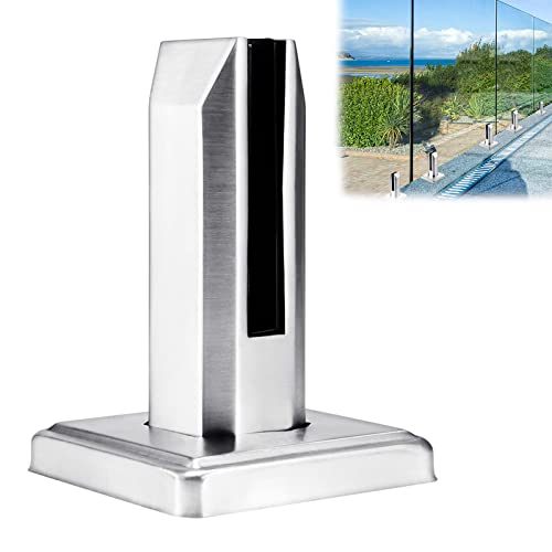 Cerca de piscina de vidrio Fuobecie 304 de acero inoxidable para escaleras de piscina, espitas de servicio pesado para piso barandilla de barandilla de balcón ajustable abrazadera de vidrio (cuadrado) Cover