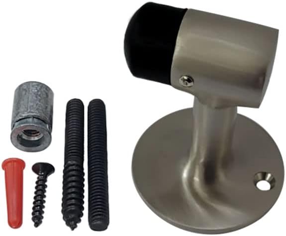 QCAA Solid Brass Door Stop, 3" Height, Matte Black, 2 Pack, Made in Taiwan