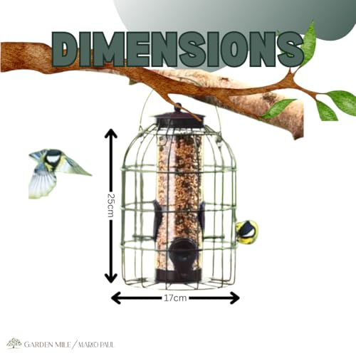 Marco Paul Squirrel Proof Ornaments Outdoor Wild Seed Bird Feeder with Bird Cage Plastic Hanging Bird Feeders Weather Resistant Safe Guard Ornaments Wildlife Birds Feeder - Image 3