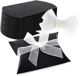PsmGoods® Vintage Kraft Box Sweet Paper Candy Box Gift Box for Wedding Birthday Party 50 Pieces (Pillow Black)