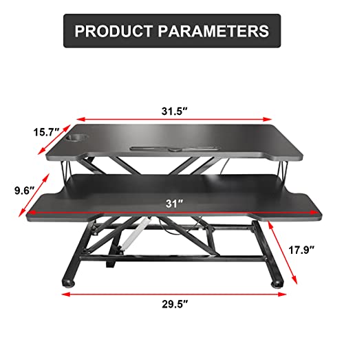 Standing Desk Converter - Height Adjustable Sit To Stand Up Desk, Economic Tabletop Workstation Monitor Riser, Lift Height From 4.3" To 20", Holds Up To 33Lbs, Black #TOP1