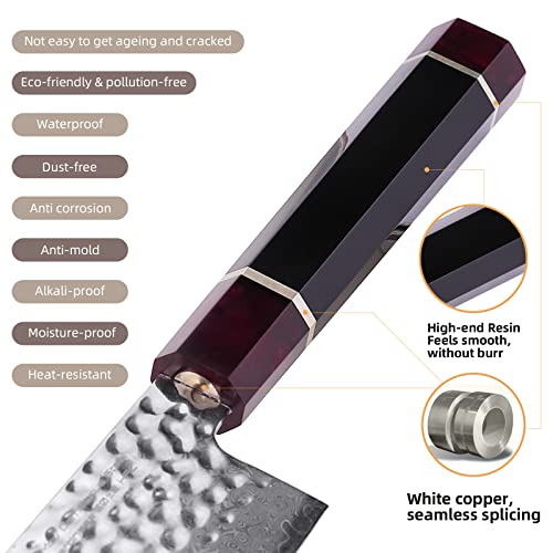 Findking Eternity Series Kitchen Utility Knife With Abs Sheath, Multi-Purpose Japanese Paring Knife, 9Cr18Mov Damascus Steel Blade, Resin Octagonal Handle, Small, For Fruits Vegetables, 5 Inches #TOP2