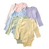 Butterblu Blake 5-Pack Long Sleeve Bodysuits​ 100% Organic Cotton Baby Boys & Girls, Haze, 3-6 Months