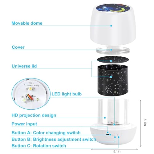 Image of Flexi Madhav Night Light for Bedroom, 7 Film Gradual Rotating LED Projection Night Lamp Projector for Bedroom Light Decor, Table Lamp for Home, (Night Lamp)