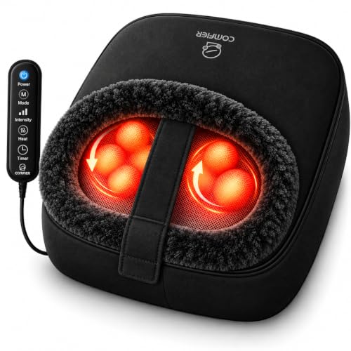 COMFIER Shiatsu Foot Massager with Heat, 2-in-1 Foot Warmer, 3 Heat Levels