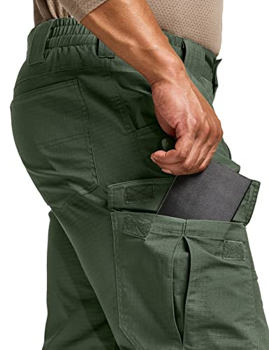 Cqr Men's Flex Ripstop Tactical Pants, Water Resistant Stretch Cargo Pants, Lightweight Edc Hiking Work Pants, Dura Flex Olive Green, 32W X 32L #TOP6