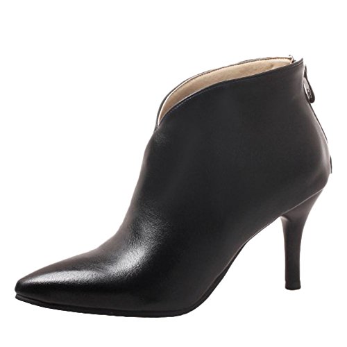 MEITIAN Damen Elegant High Heel Reißverschluss Knöchelhohe Stiefel, Schwarz - Schwarz - Größe: 39 EU Cover