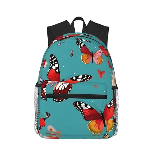 Mochila cómoda Hen Flying Butterflies ligera y resistente al agua que alivia tu espalda