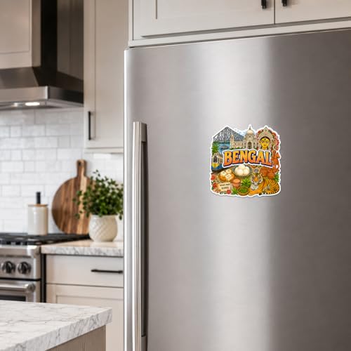 Image of Zesta Wooden Fridge Magnets Set | Refrigerator Decor Magnets for Kitchen | India Souvenir Fridge Magnet Collection | Wooden Magnet for Fridge Door Decoration (Bengal)